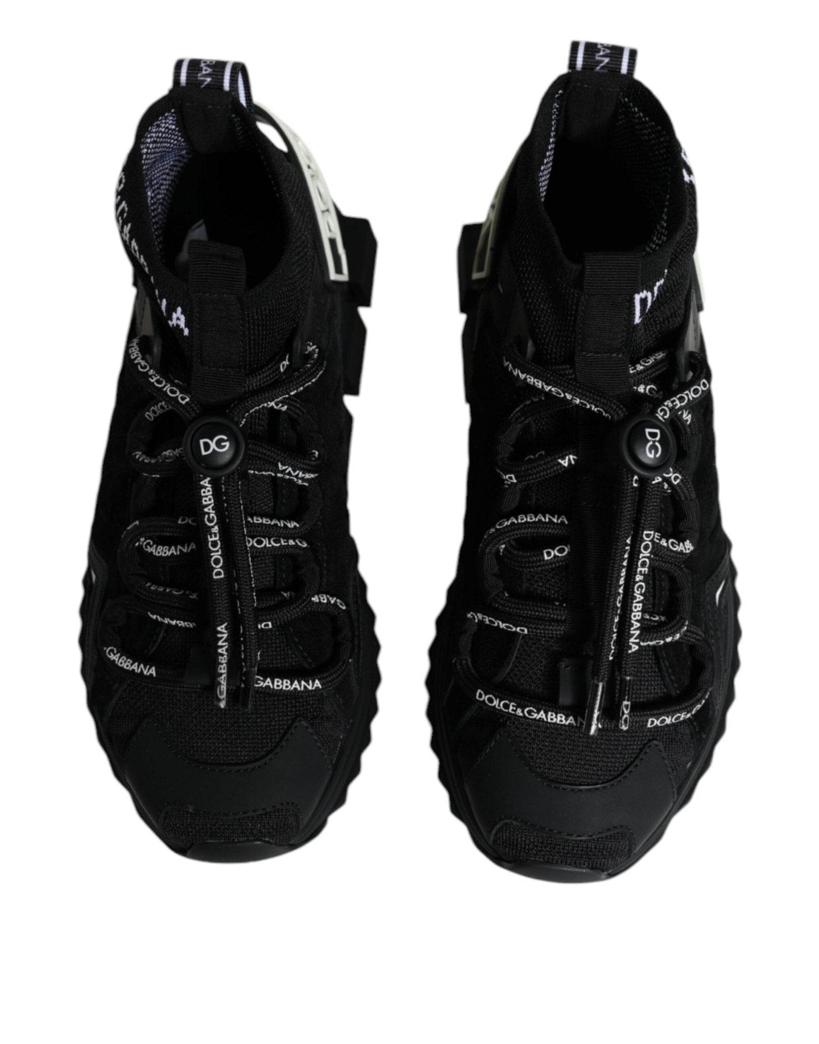 Dolce & Gabbana Black Sorrento Socks Logo Sneakers Shoes - SMARTMARTNZ