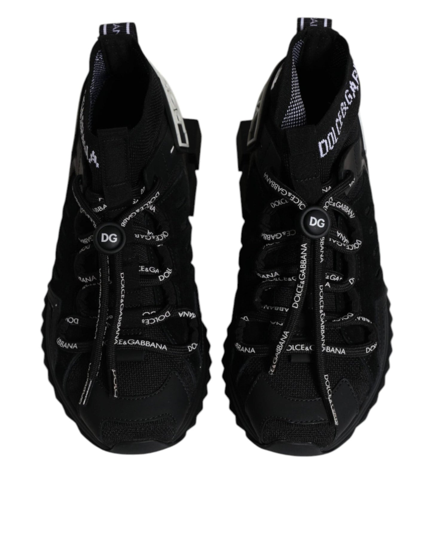 Dolce & Gabbana Black Sorrento Socks Logo Sneakers Shoes - SMARTMARTNZ