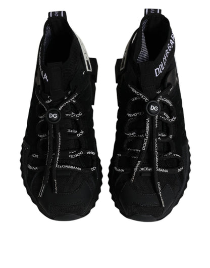 Dolce & Gabbana Black Sorrento Socks Logo Sneakers Shoes - SMARTMARTNZ