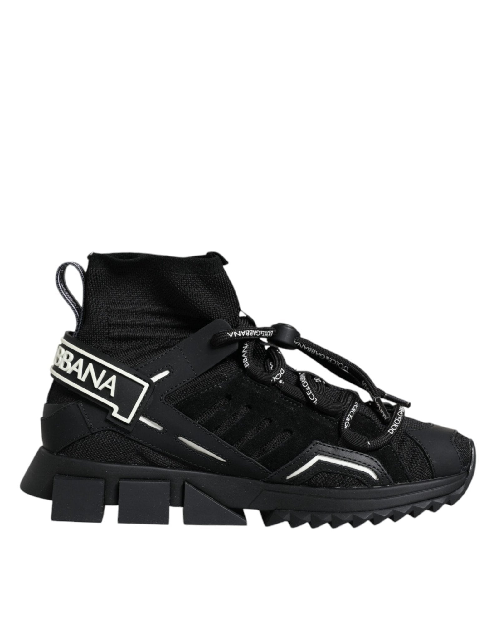 Dolce & Gabbana Black Sorrento Socks Logo Sneakers Shoes - SMARTMARTNZ