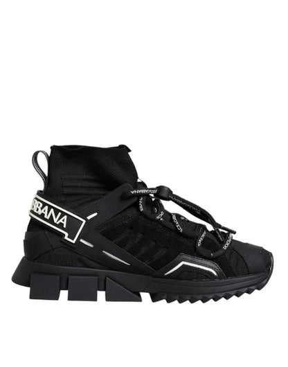 Dolce & Gabbana Black Sorrento Socks Logo Sneakers Shoes - SMARTMARTNZ