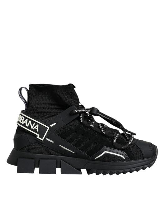 Dolce & Gabbana Black Sorrento Socks Logo Sneakers Shoes - SMARTMARTNZ