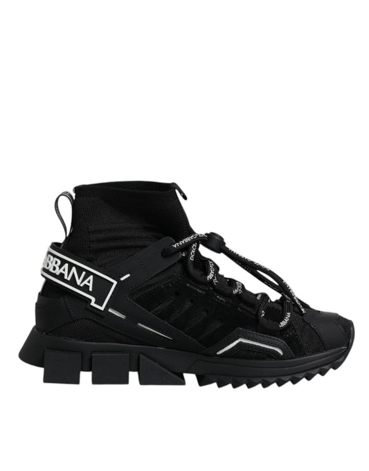Dolce & Gabbana Black Sorrento Socks Logo Sneakers Shoes - SMARTMARTNZ