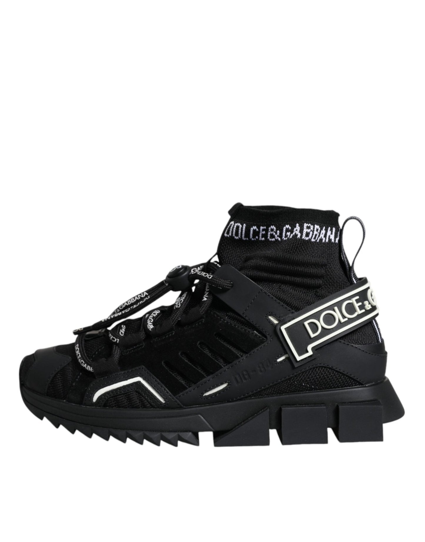 Dolce & Gabbana Black Sorrento Socks Logo Sneakers Shoes - SMARTMARTNZ
