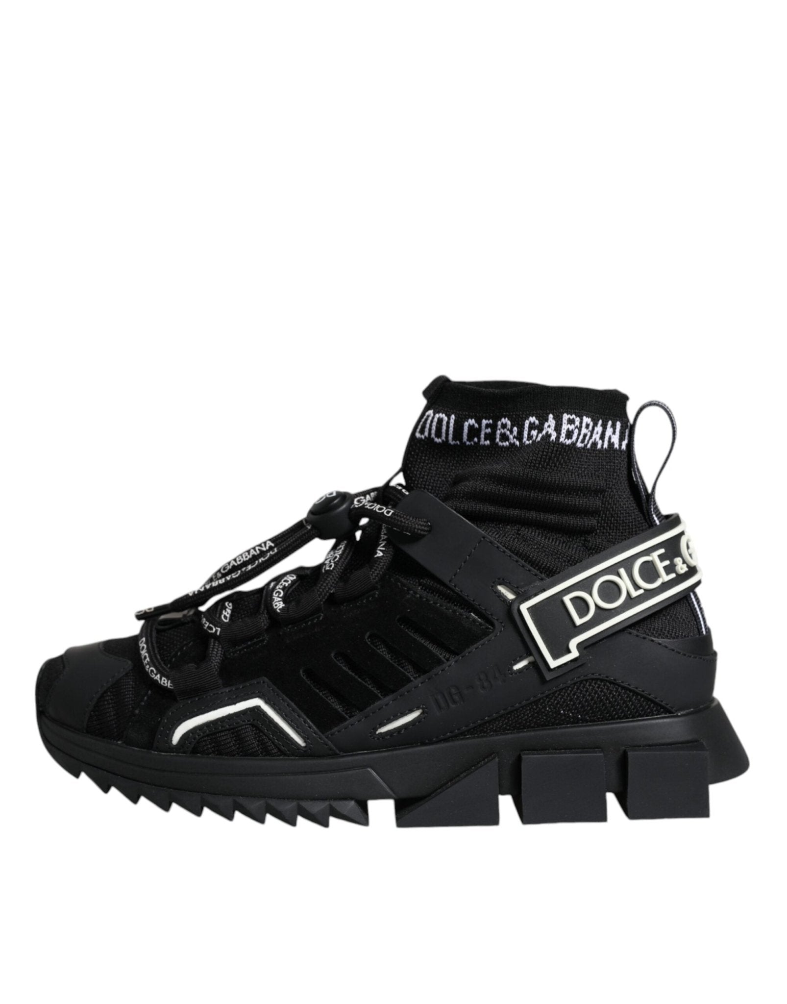 Dolce & Gabbana Black Sorrento Socks Logo Sneakers Shoes - SMARTMARTNZ