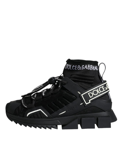 Dolce & Gabbana Black Sorrento Socks Logo Sneakers Shoes - SMARTMARTNZ