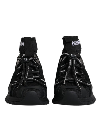 Dolce & Gabbana Black Sorrento Socks Logo Sneakers Shoes - SMARTMARTNZ
