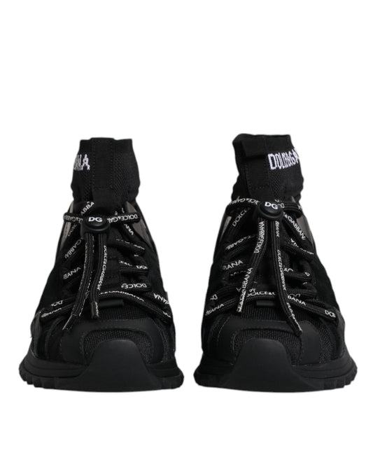 Dolce & Gabbana Black Sorrento Socks Logo Sneakers Shoes - SMARTMARTNZ