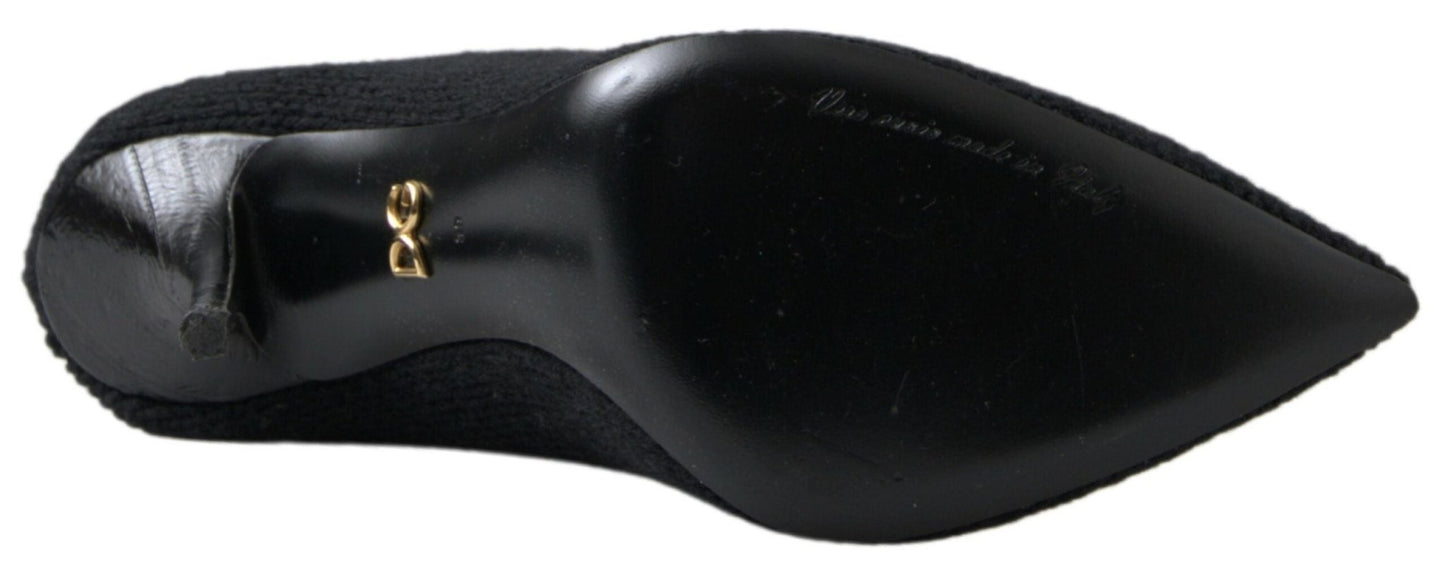 Dolce & Gabbana Black Stiletto Heel Mid Calf Women Boot Shoes - SMARTMARTNZ