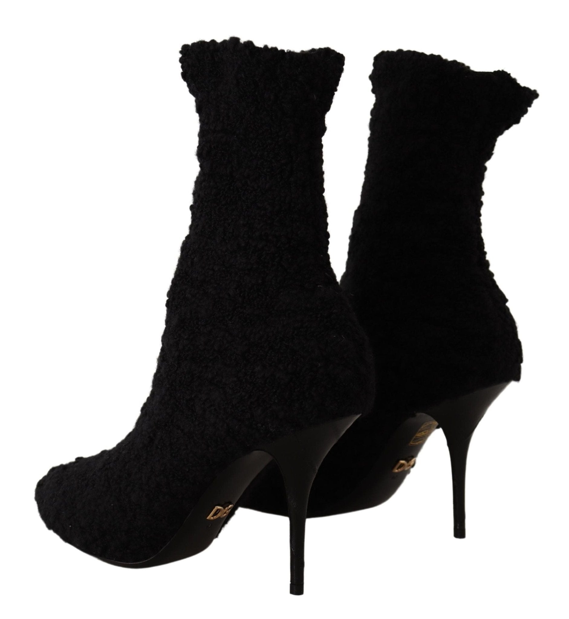 Dolce & Gabbana Black Stiletto Heels Mid Calf Women Boots - SMARTMARTNZ