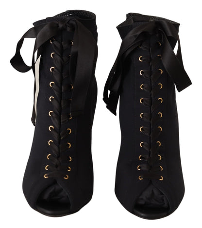 Dolce & Gabbana Black Stretch Short Ankle Boots Shoes - SMARTMARTNZ