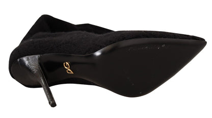 Dolce & Gabbana Black Stretch Socks Knee High Booties Shoes - SMARTMARTNZ