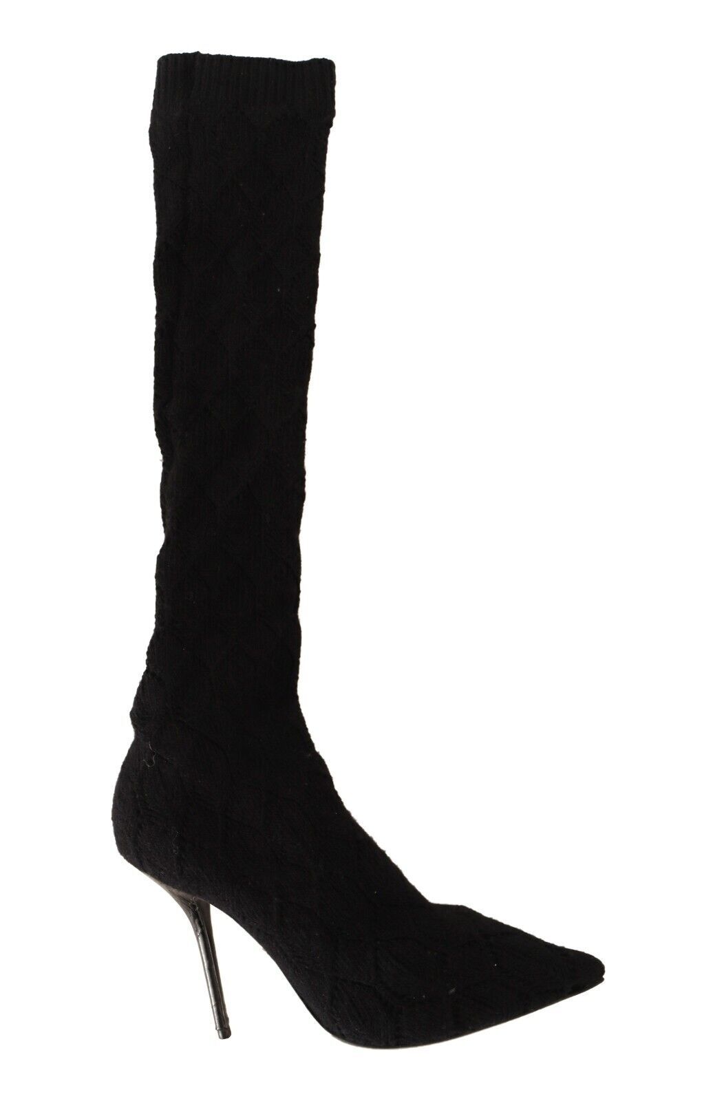 Dolce & Gabbana Black Stretch Socks Knee High Booties Shoes - SMARTMARTNZ