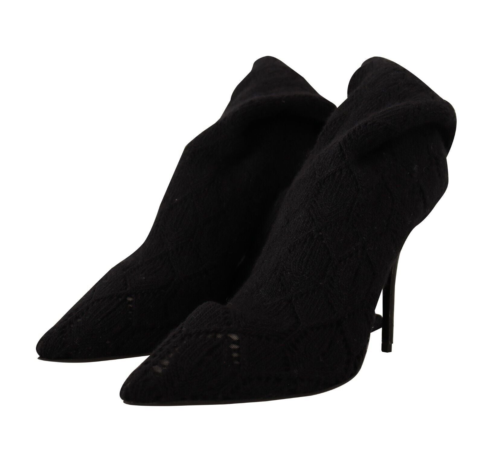 Dolce & Gabbana Black Stretch Socks Knee High Booties Shoes - SMARTMARTNZ
