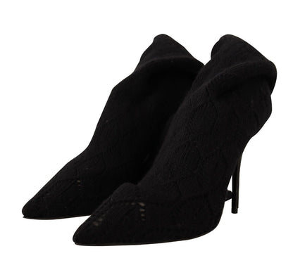 Dolce & Gabbana Black Stretch Socks Knee High Booties Shoes - SMARTMARTNZ