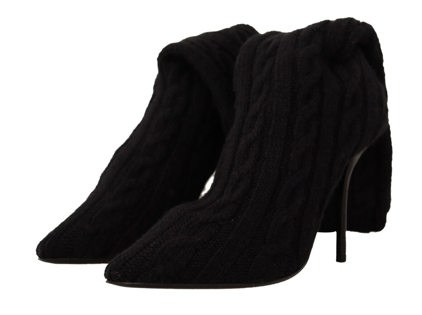 Dolce & Gabbana Black Stretch Socks Knee High Booties Shoes - SMARTMARTNZ