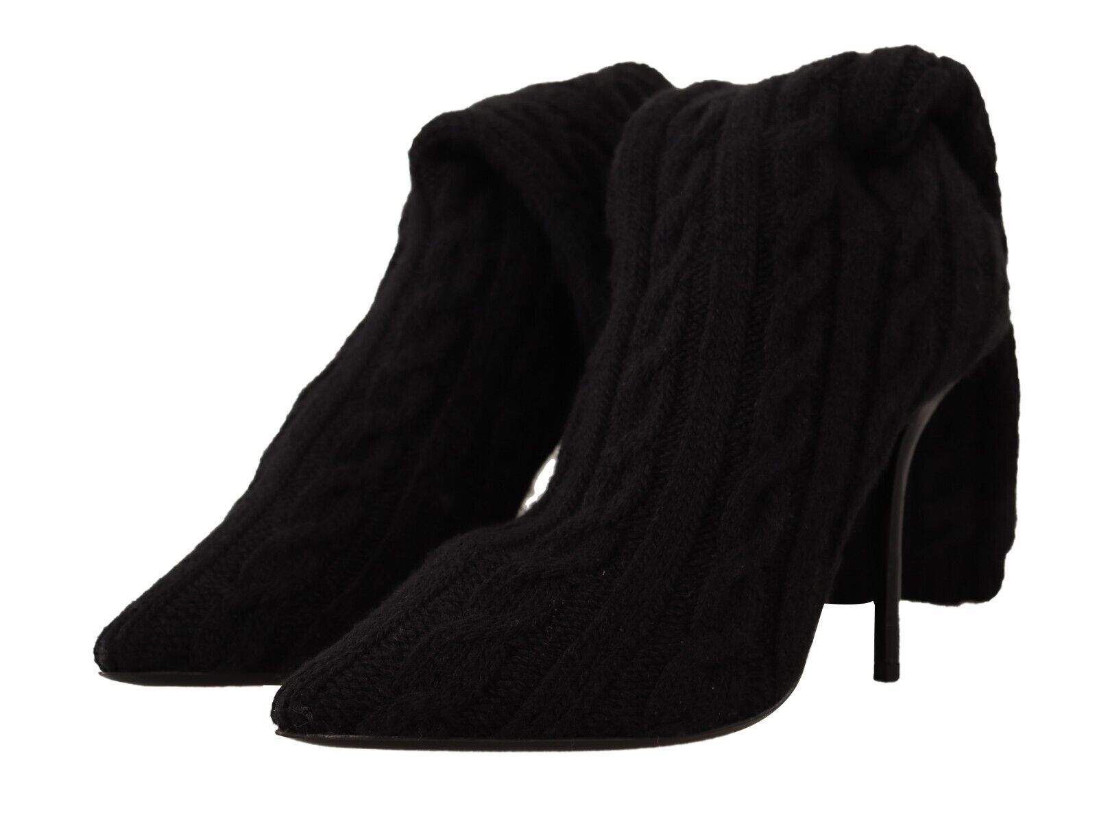 Dolce & Gabbana Black Stretch Socks Knee High Booties Shoes - SMARTMARTNZ