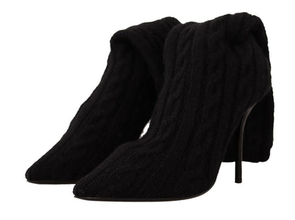 Dolce & Gabbana Black Stretch Socks Knee High Booties Shoes - SMARTMARTNZ