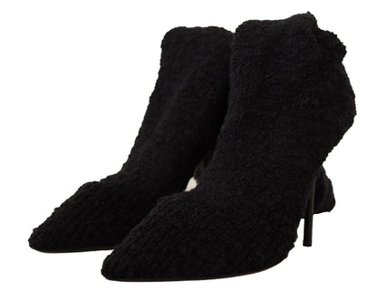 Dolce & Gabbana Black Stretch Socks Knee High Booties Shoes - SMARTMARTNZ