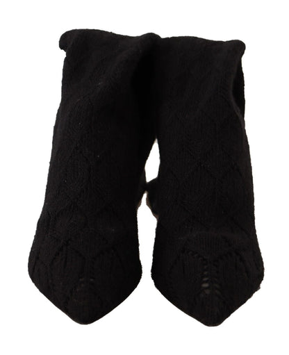 Dolce & Gabbana Black Stretch Socks Knee High Booties Shoes - SMARTMARTNZ