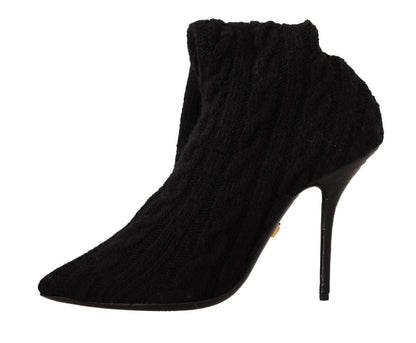 Dolce & Gabbana Black Stretch Socks Knee High Booties Shoes - SMARTMARTNZ