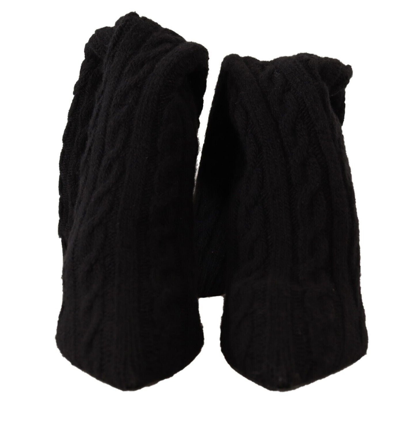 Dolce & Gabbana Black Stretch Socks Knee High Booties Shoes - SMARTMARTNZ