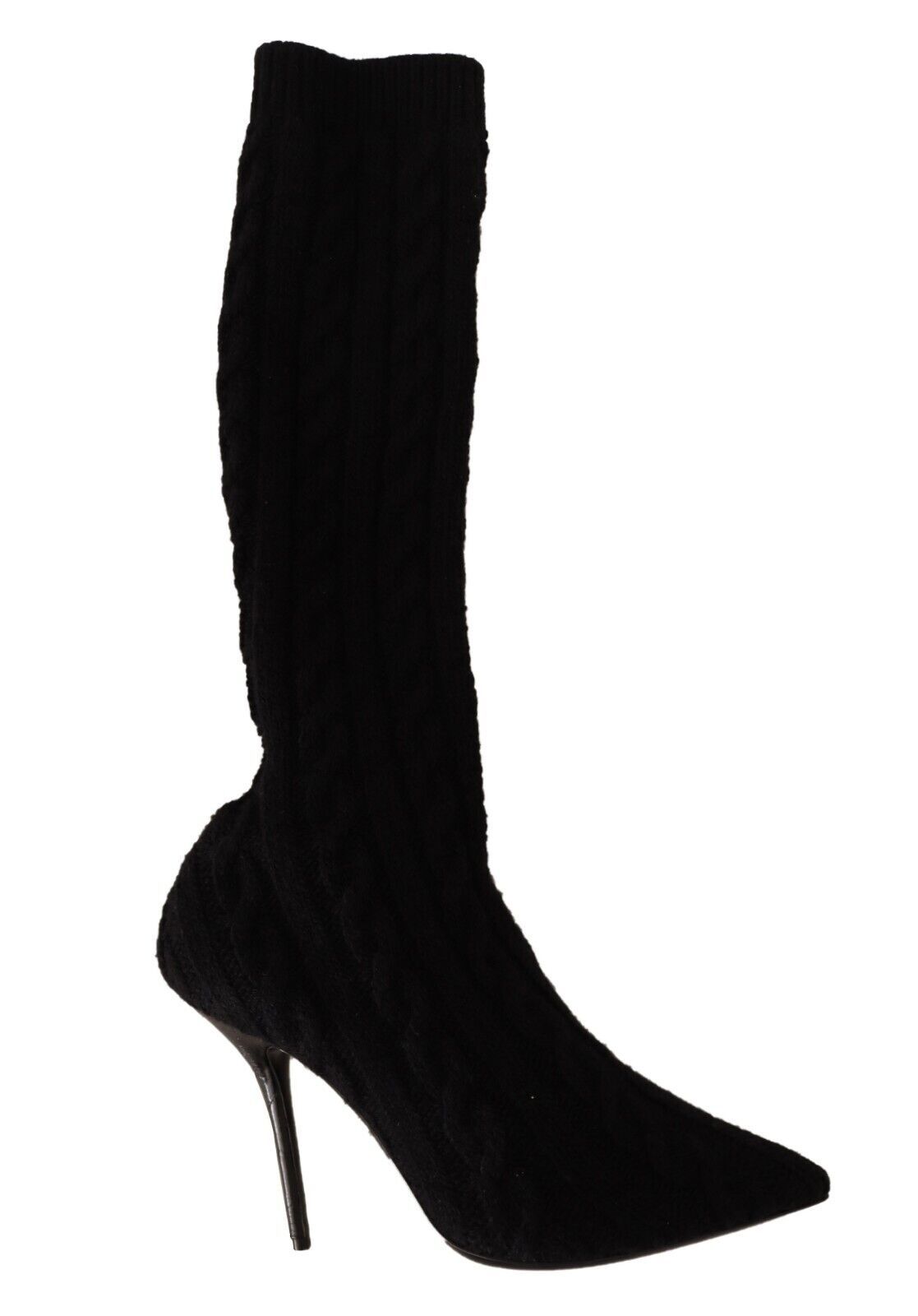 Dolce & Gabbana Black Stretch Socks Knee High Booties Shoes - SMARTMARTNZ
