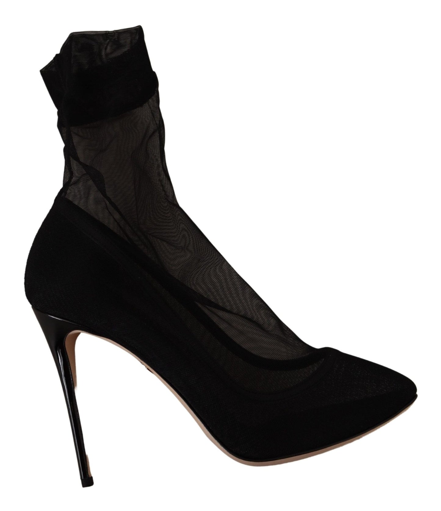 Dolce & Gabbana Black Stretch Tulle Stretch Boots Shoes - SMARTMARTNZ
