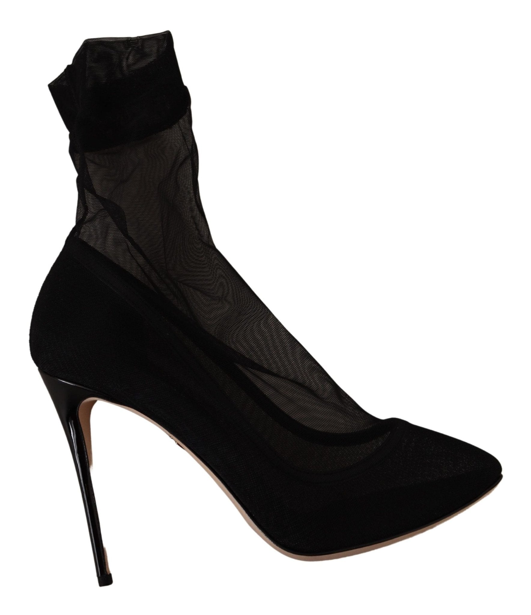 Dolce & Gabbana Black Stretch Tulle Stretch Boots Shoes - SMARTMARTNZ