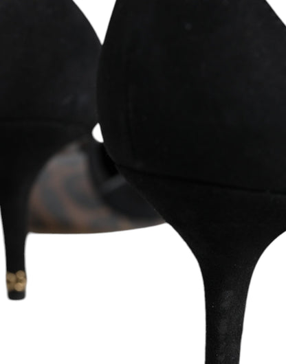 Dolce & Gabbana Black Suede Ankle Strap Heels Pumps Shoes - SMARTMARTNZ