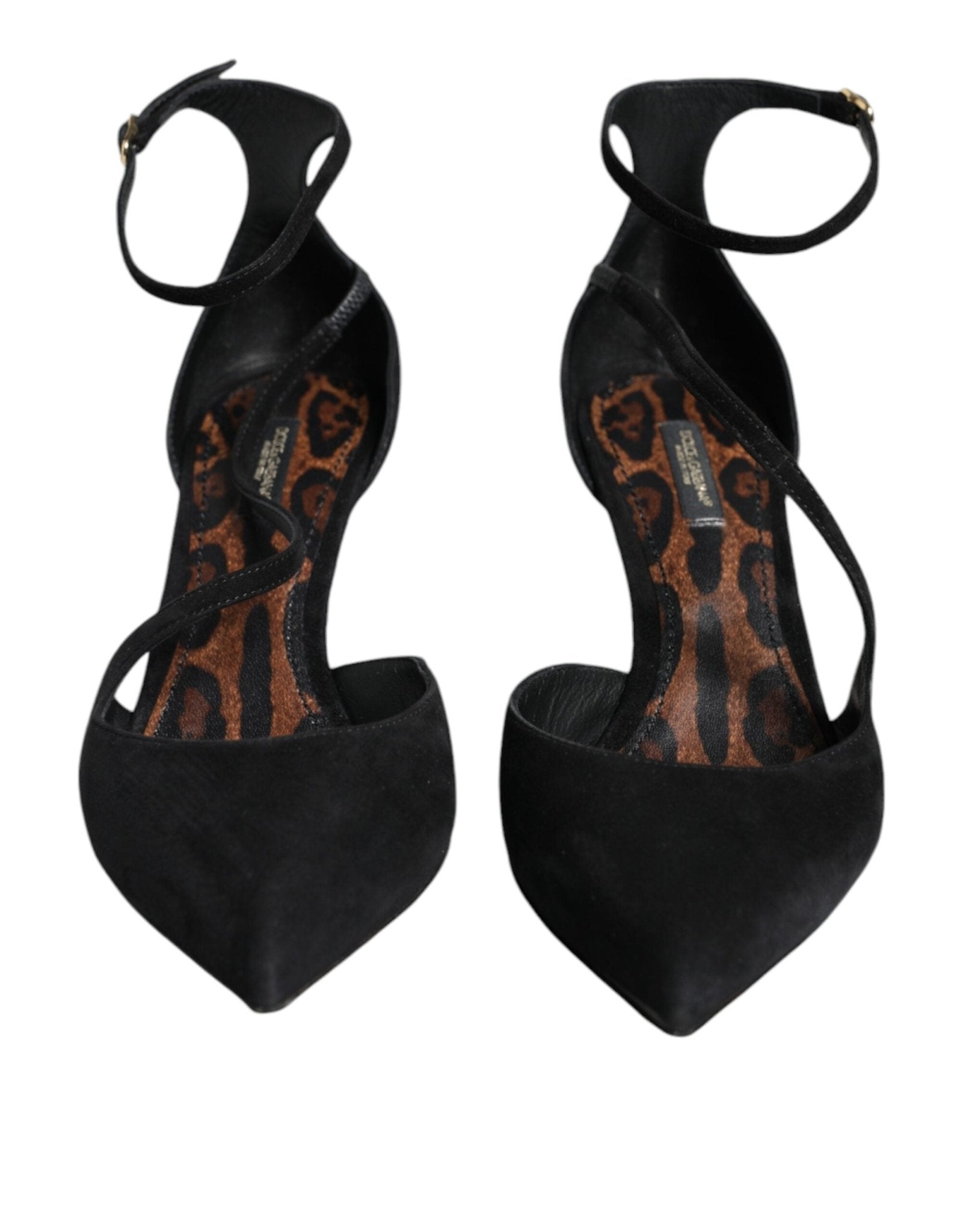 Dolce & Gabbana Black Suede Ankle Strap Heels Pumps Shoes - SMARTMARTNZ
