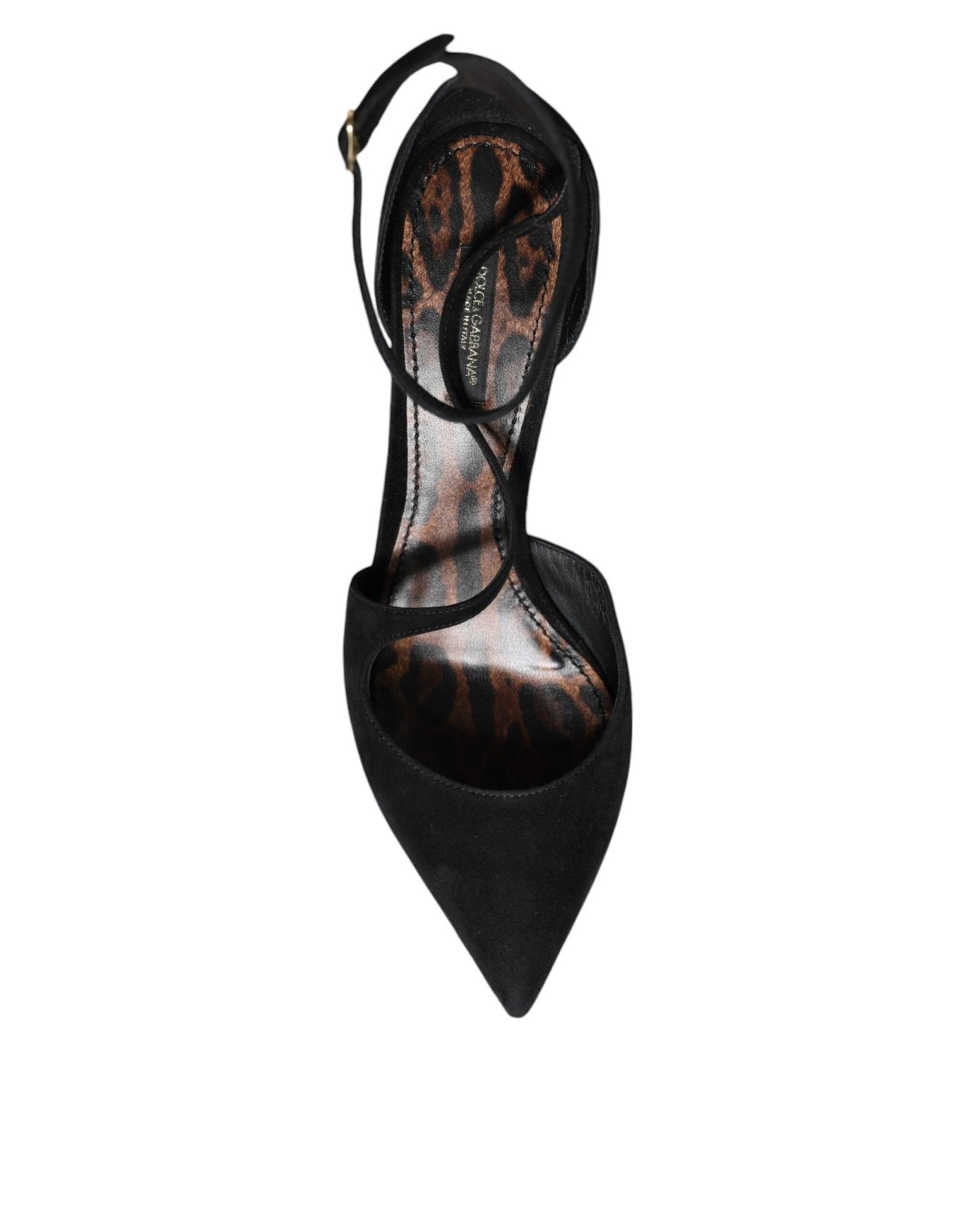 Dolce & Gabbana Black Suede Ankle Strap Heels Pumps Shoes - SMARTMARTNZ