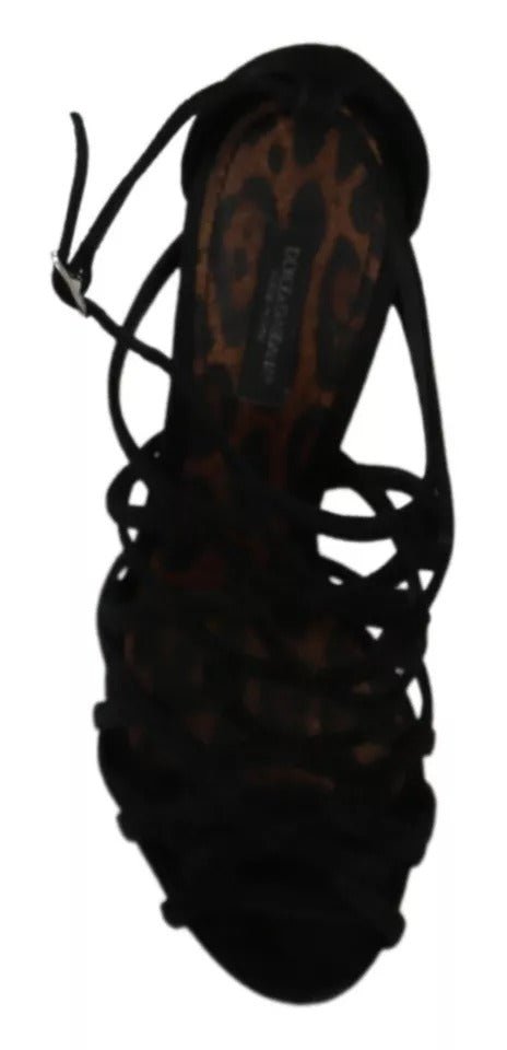 Dolce & Gabbana Black Suede Ankle Strap Stiletto Shoes - SMARTMARTNZ