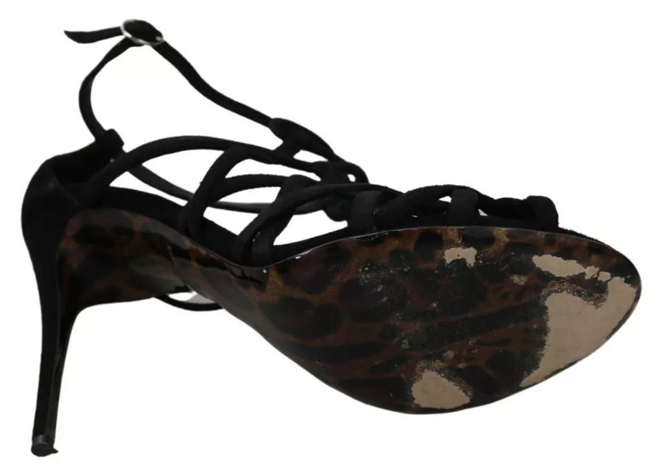 Dolce & Gabbana Black Suede Ankle Strap Stiletto Shoes - SMARTMARTNZ