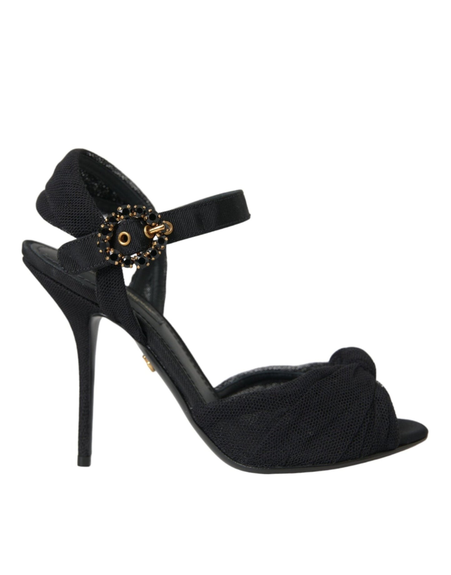 Dolce & Gabbana Black Suede Embellished Heels Sandals Shoes - SMARTMARTNZ