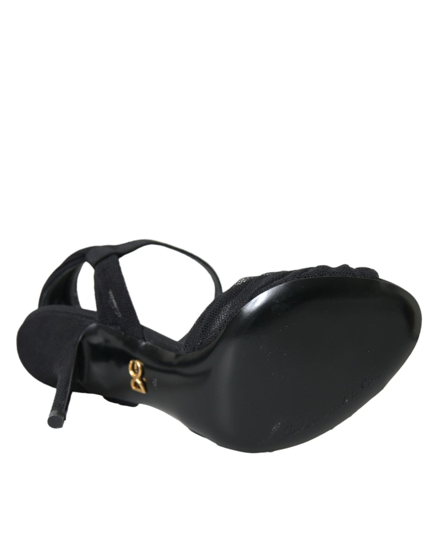 Dolce & Gabbana Black Suede Embellished Heels Sandals Shoes - SMARTMARTNZ