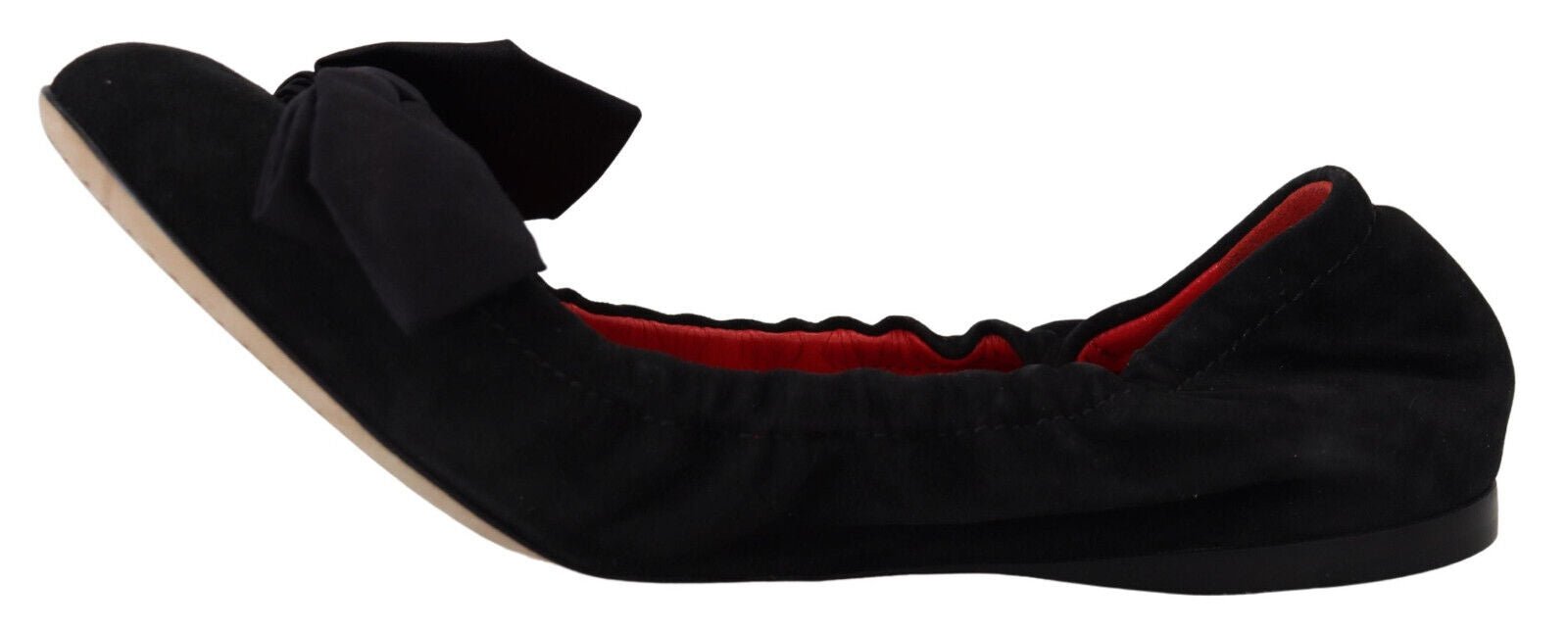 Dolce & Gabbana Black Suede Flat Slip On Ballet Shoes - SMARTMARTNZ
