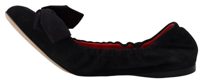 Dolce & Gabbana Black Suede Flat Slip On Ballet Shoes - SMARTMARTNZ