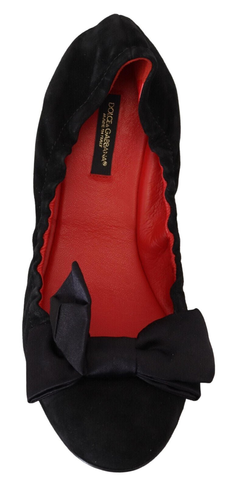 Dolce & Gabbana Black Suede Flat Slip On Ballet Shoes - SMARTMARTNZ