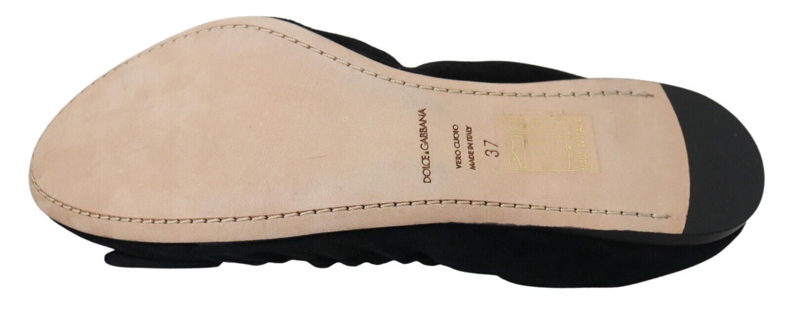 Dolce & Gabbana Black Suede Flat Slip On Ballet Shoes - SMARTMARTNZ