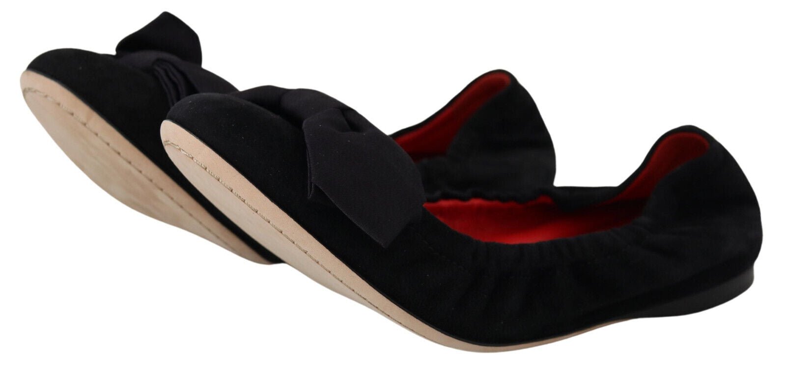 Dolce & Gabbana Black Suede Flat Slip On Ballet Shoes - SMARTMARTNZ