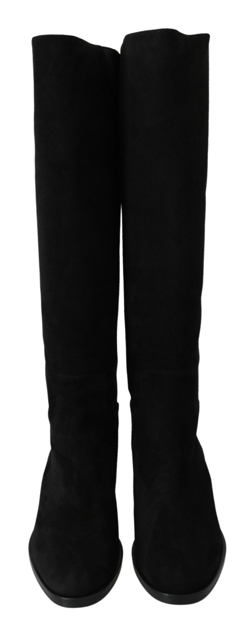 Dolce & Gabbana Black Suede Knee High Flat Boots Shoes - SMARTMARTNZ