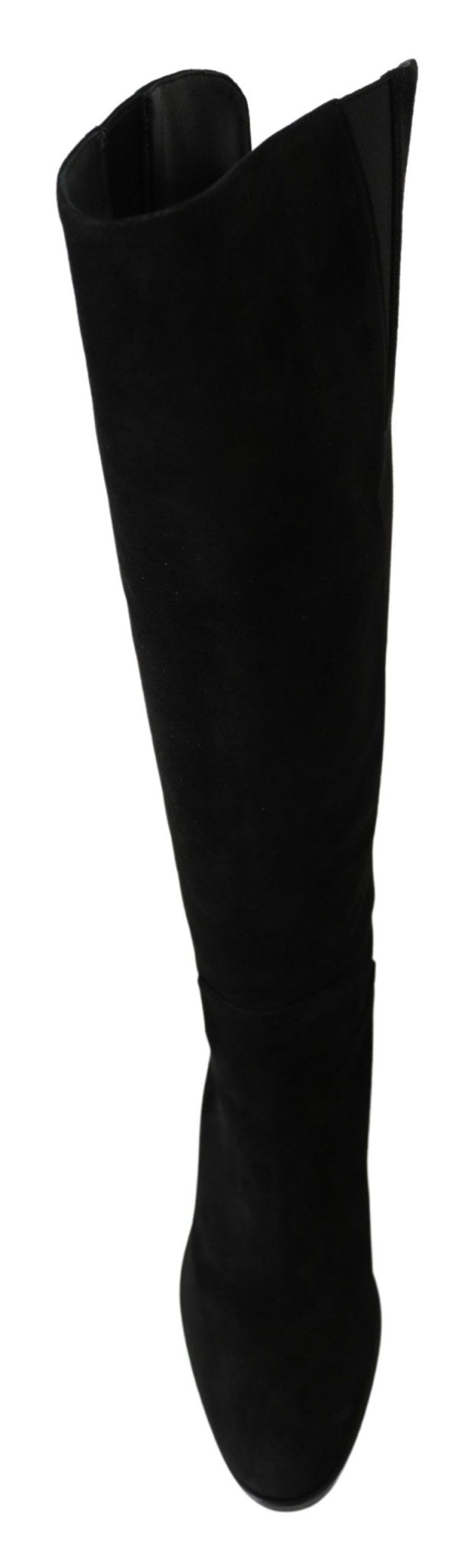 Dolce & Gabbana Black Suede Knee High Flat Boots Shoes - SMARTMARTNZ