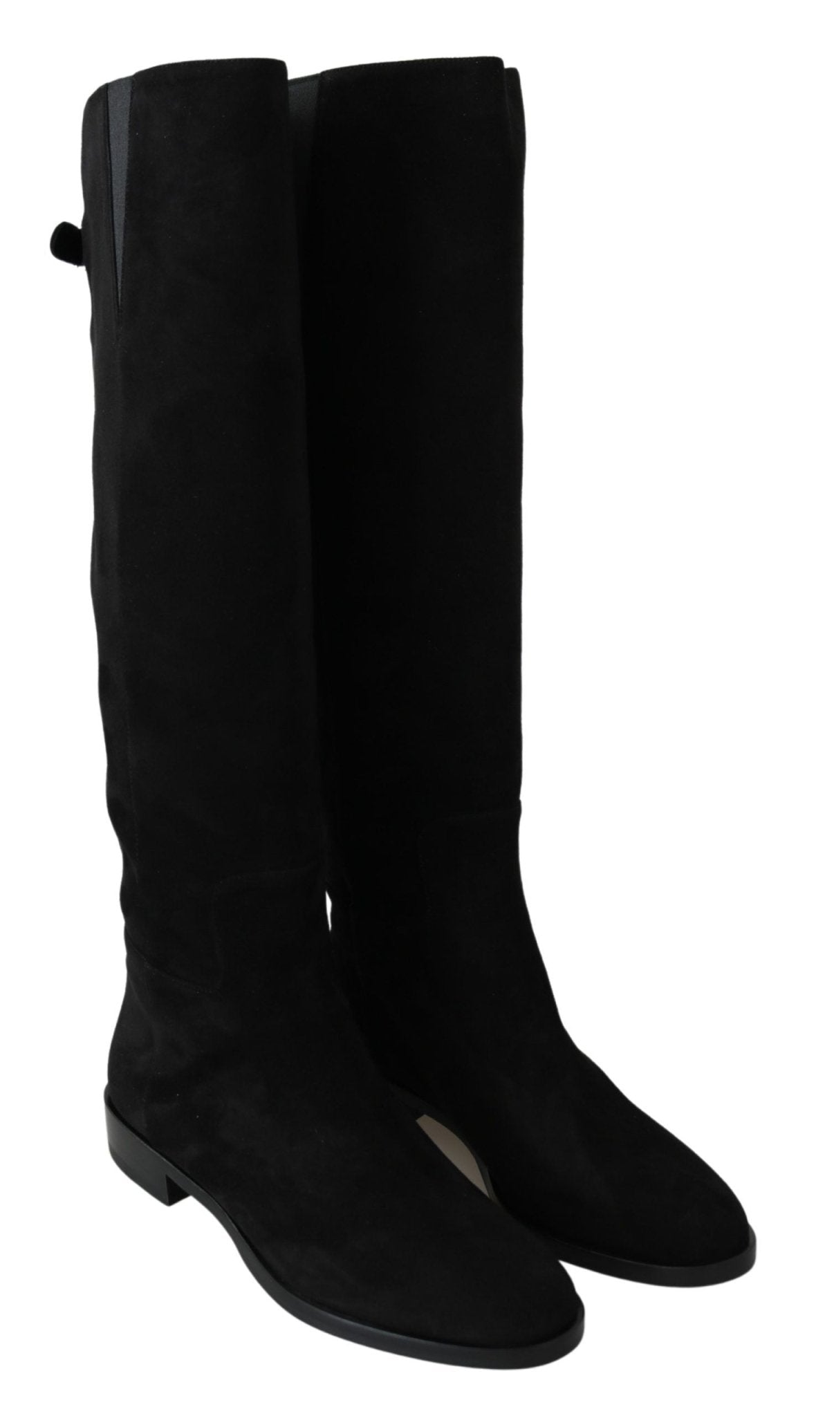 Dolce & Gabbana Black Suede Knee High Flat Boots Shoes - SMARTMARTNZ