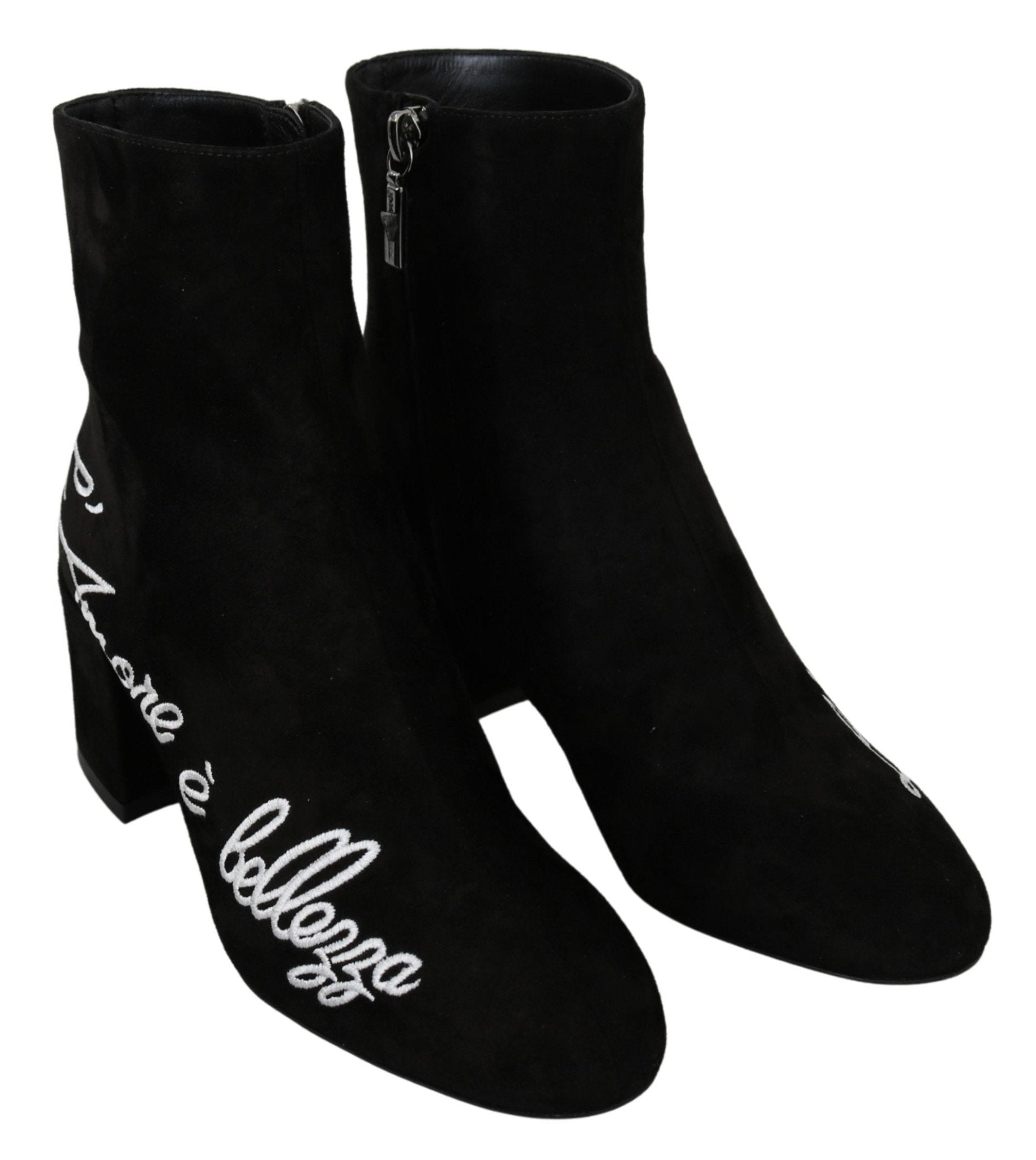 Dolce & Gabbana Black Suede L'Amore E'Bellezza Boots Shoes - SMARTMARTNZ