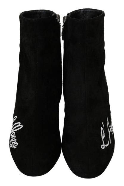 Dolce & Gabbana Black Suede L'Amore E'Bellezza Boots Shoes - SMARTMARTNZ