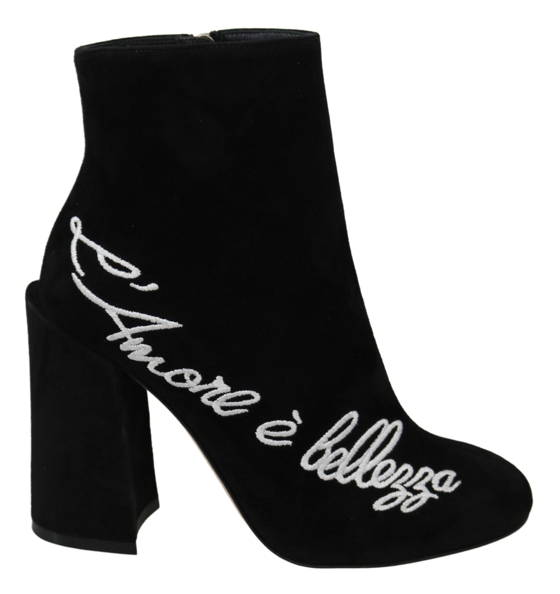Dolce & Gabbana Black Suede L'Amore E'Bellezza Boots Shoes - SMARTMARTNZ