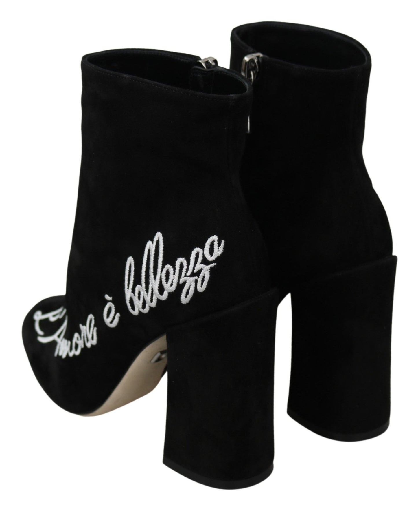 Dolce & Gabbana Black Suede L'Amore E'Bellezza Boots Shoes - SMARTMARTNZ