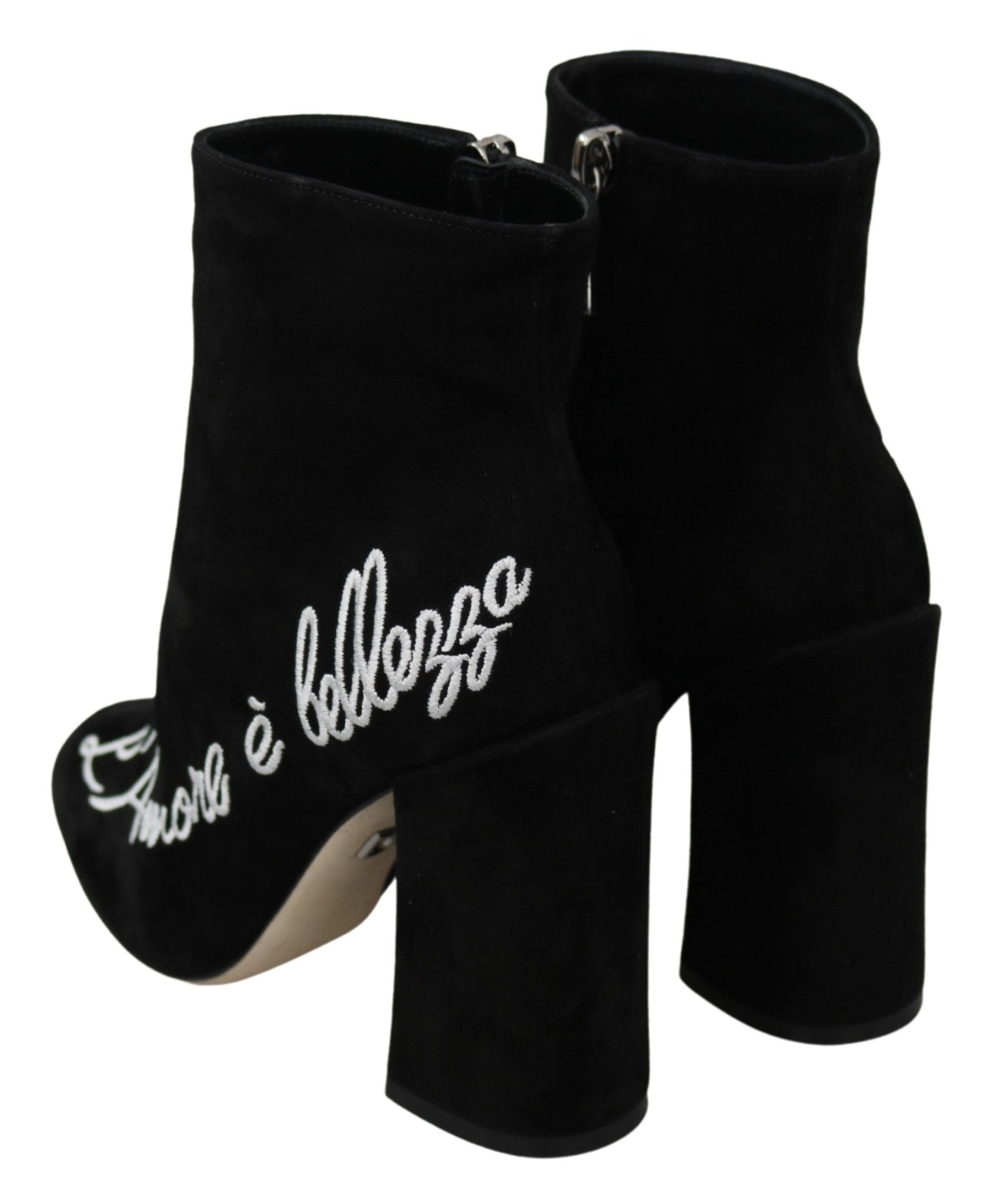 Dolce & Gabbana Black Suede L'Amore E'Bellezza Boots Shoes - SMARTMARTNZ