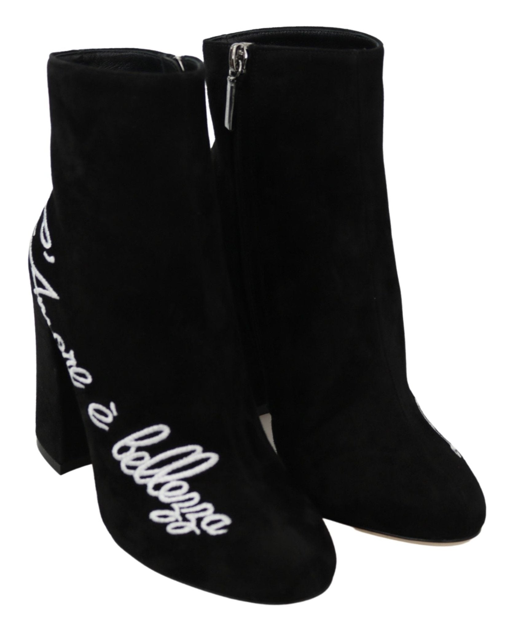 Dolce & Gabbana Black Suede L'Amore E'Bellezza Boots Shoes - SMARTMARTNZ